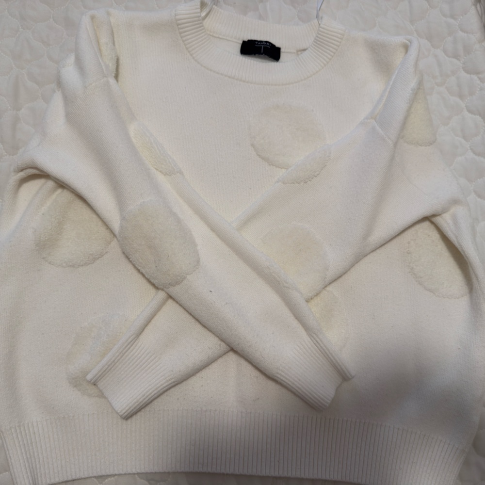 Tahari Cream Textured Dot Sweater